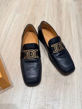 Tod's Gomma Flat Black Leather Loafers
